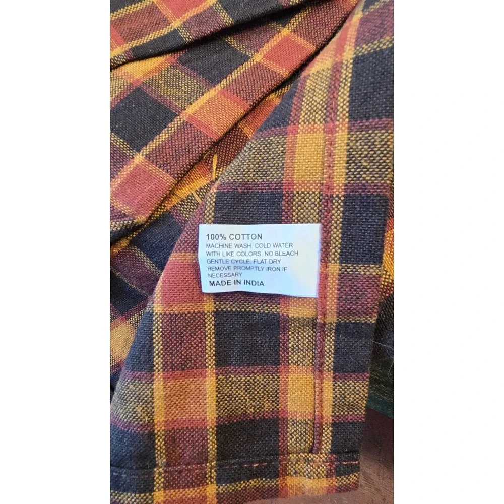 Primitive Country‎ Farmhouse Autumn Fall HOMESTEAD Black Plaid w/ Star Tab Towel